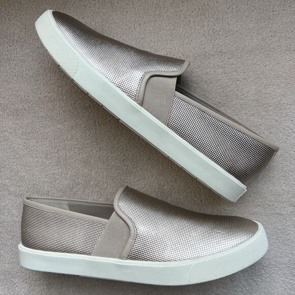 Vince Preston Gold Metallic Leather Slip On Sneaker Flat Comfort Shoe EU 38 US 8 - Picture 1 of 16